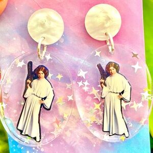 Princess Leia Acrylic Dangle Earrings
